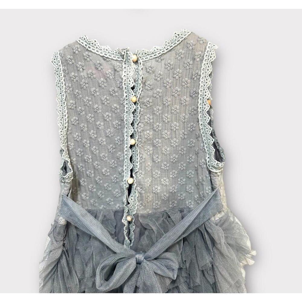 Hudiehua Girls Tutu Dress Tulle Sleeveless Floral Lace Gray Size 130 cm US 8 - Picture 3 of 14